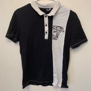 Versace Collection Medusa Logo Polo Shirt Black / White Size Small